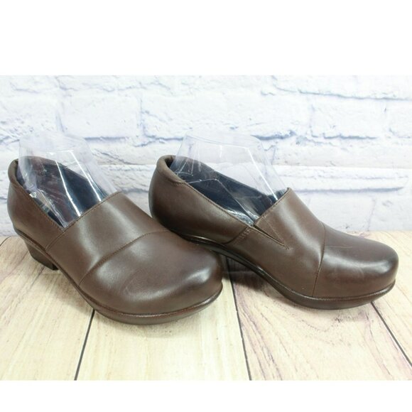 Abeo Camden Brown Leather Slip On Slip Resistant Sole Casual Clog Shoes Size 7 - Picture 3 of 9